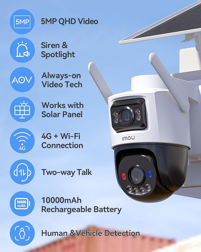 Imou AOV Dual Lens – 10MP Solar WiFi6 & 4G LTE Outdoor Camera