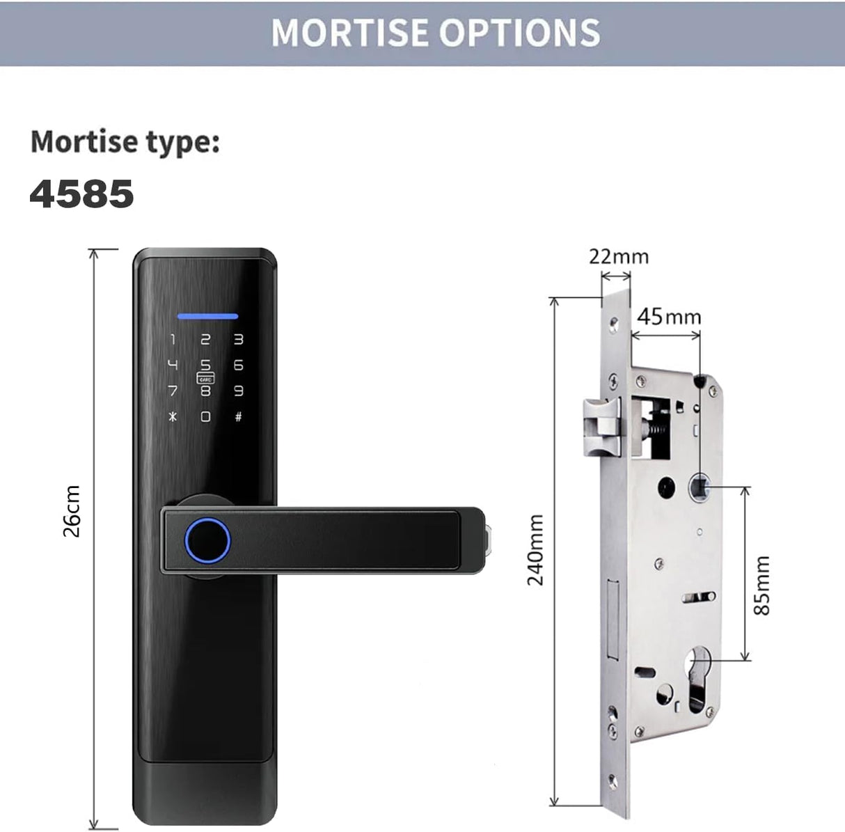 Smart Lock,Fingerprint Door Lock with 4585 Mortise.Keyless Entry Bluetooth Lock,Free APP,IC Card,Anti-peep Code,TT Lock App Control,for Home,Office,Apartment (R1)