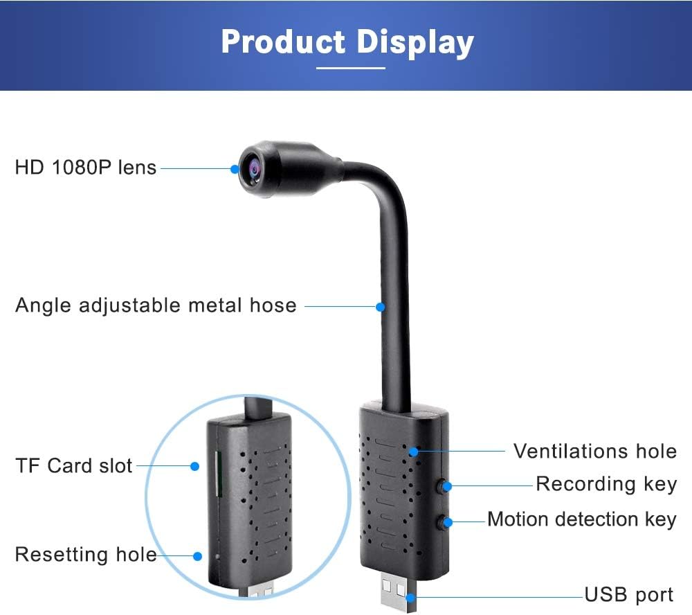 Elikliv U21 HD Smart Mini WiFi USB Camera Wide Angle Camera, Remote Network Small Camera Monitor AI Human Detection Real-time Surveillance IP Camera for Home Household