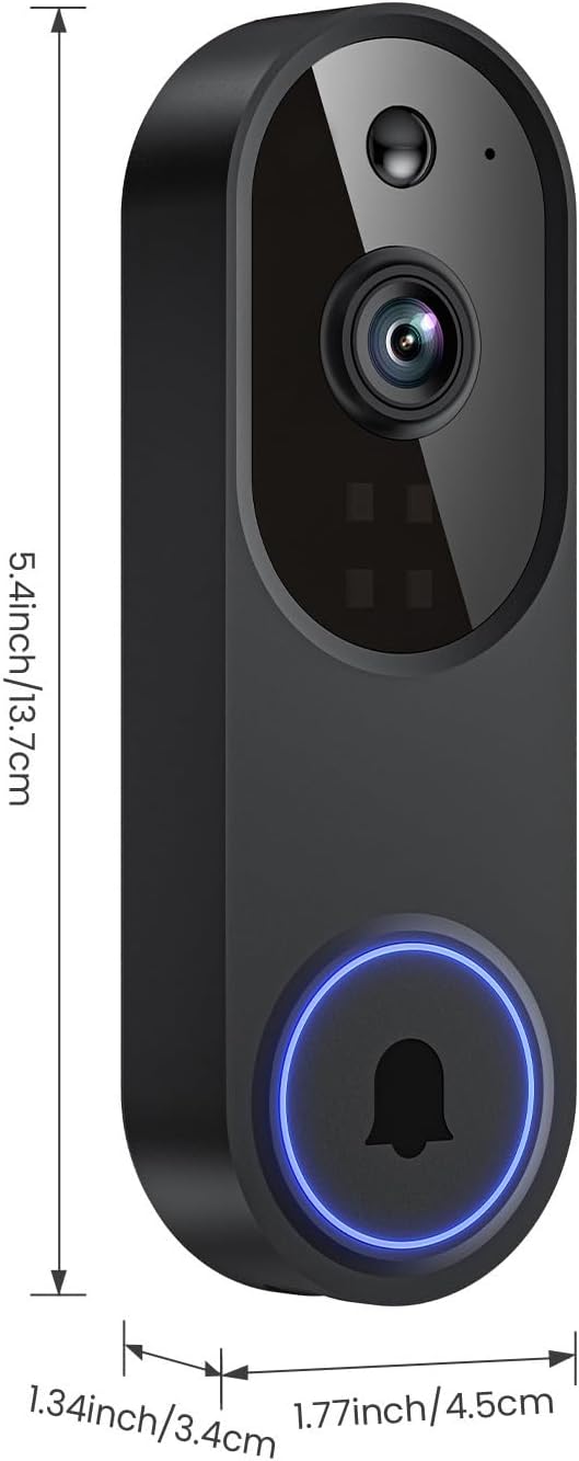 Guggre 1080P Video Doorbell Camera, Intelligent Human Detection, Cloud Storage, Chime Included, Live View, 2-Way Audio, IR Night Vision, Wide Angle Lens, Indoor/Outdoor