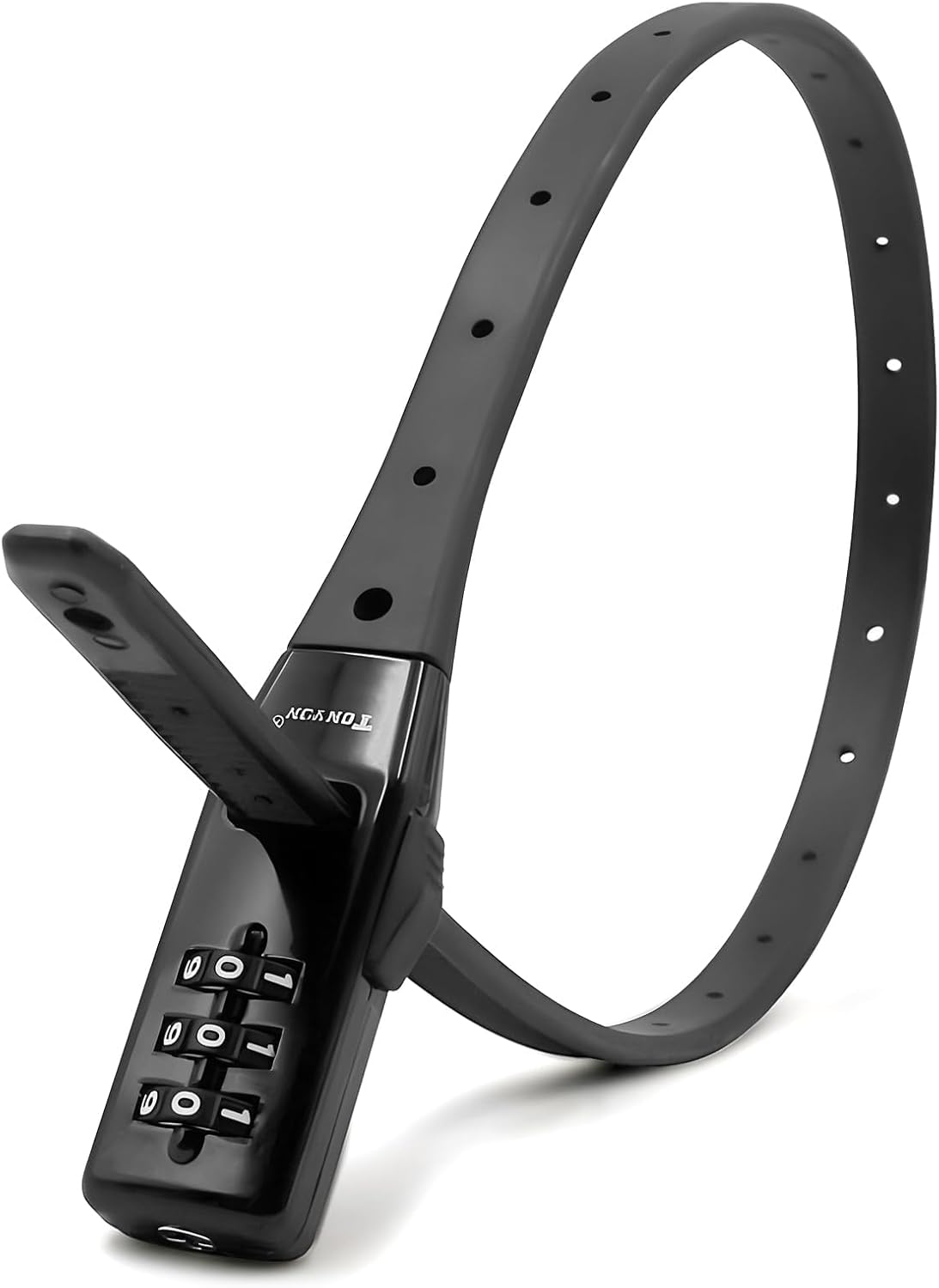 Ultra-Lightweight Armoured Bike Lock Cable - 3-Digit Combination, Recodable & Tamper Resistant Security Zip Tie for Bikes, E-Scooters, Helmets, Prams, Strollers - Portable & Weatherproof Black Lock