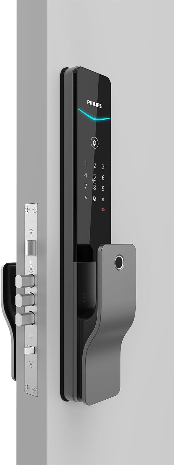 Philips EasyKey DDL801-5HBS Push-Pull Smart Lock, Fingerprint + App