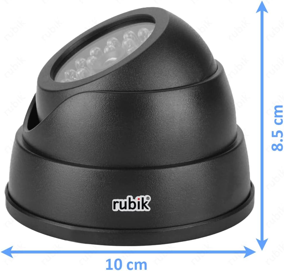 Rubik 4pc Dummy CCTV Camera with Flashing LED Light, Adjustable Fake Surveillance Camera Security Indoor Dome Camera with LED Light (Black)