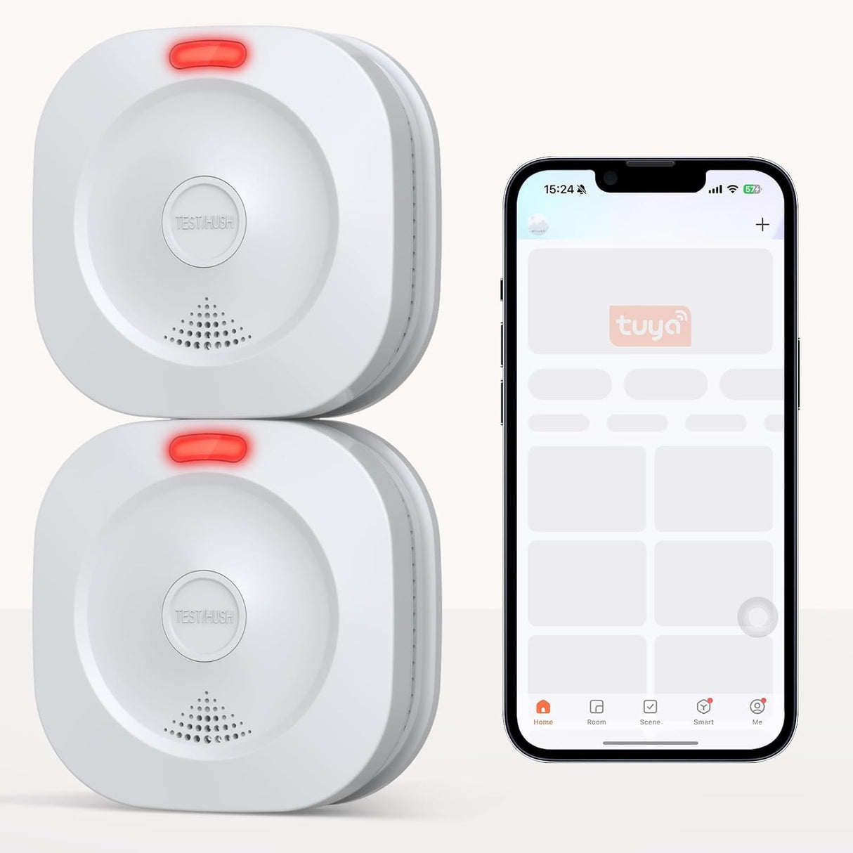ZYTA WiFi Smoke Detector with 10-Year Battery, EN 14604 (2-Pack)