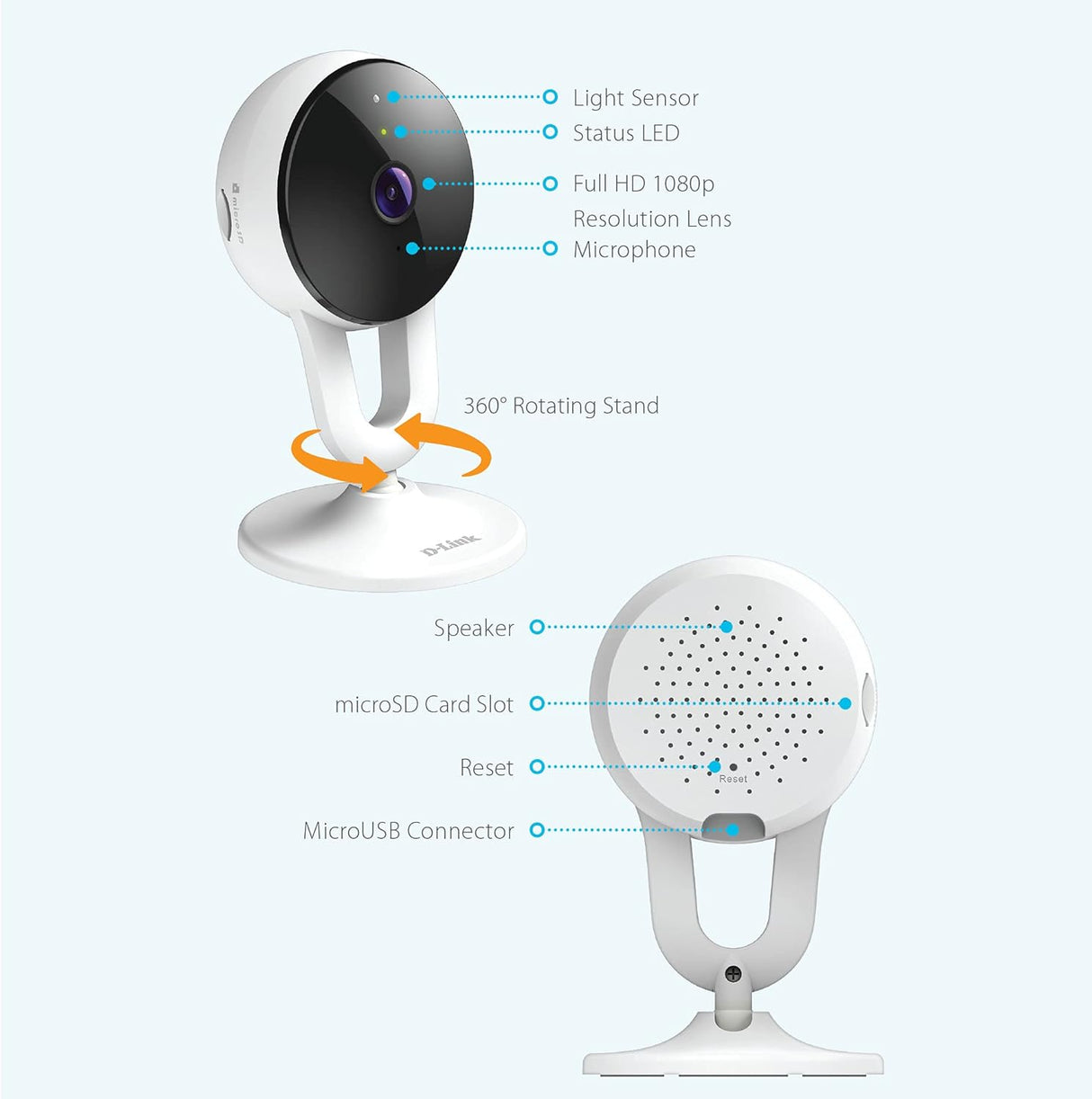 D-Link Indoor Pro WiFi Security Camera HD 1080P, Two-Way Audio, Person & Motion Detection & Night Vision, Smart Home Surveillance Network System (DCS-8300LHV2)