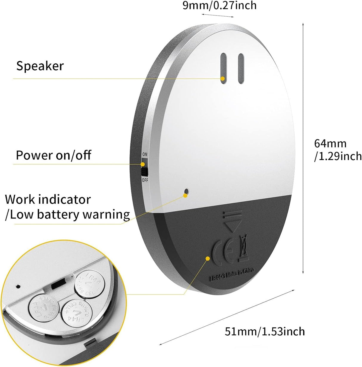 Door Window Alarms Anti-Theft Device, And Security Alarms, Vibration Sensor Alarm, 130Db Loud Clear, Magnetic Burglar Alert Ultra, Thin For Home Apartment