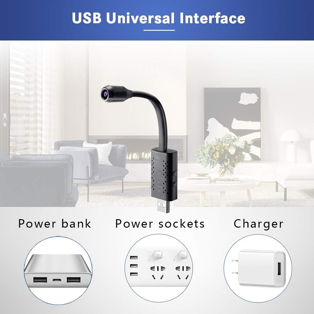 Elikliv U21 HD Smart Mini WiFi USB Camera Wide Angle Camera, Remote Network Small Camera Monitor AI Human Detection Real-time Surveillance IP Camera for Home Household