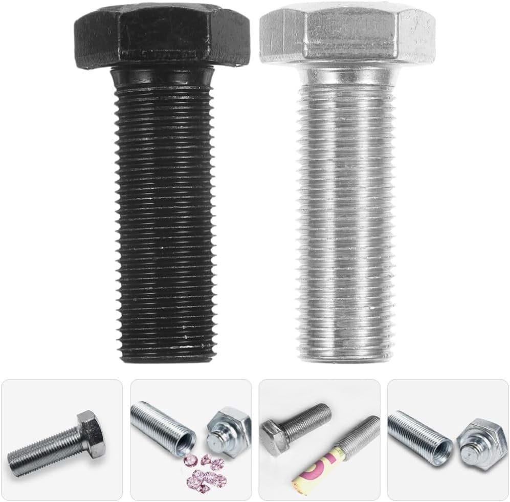 Fake Bolt Diversions Safe, 2pcs Hidden Secret Storage Compartment Realistic Screw Outdoor Hider Screw for Money Valuables Small Items