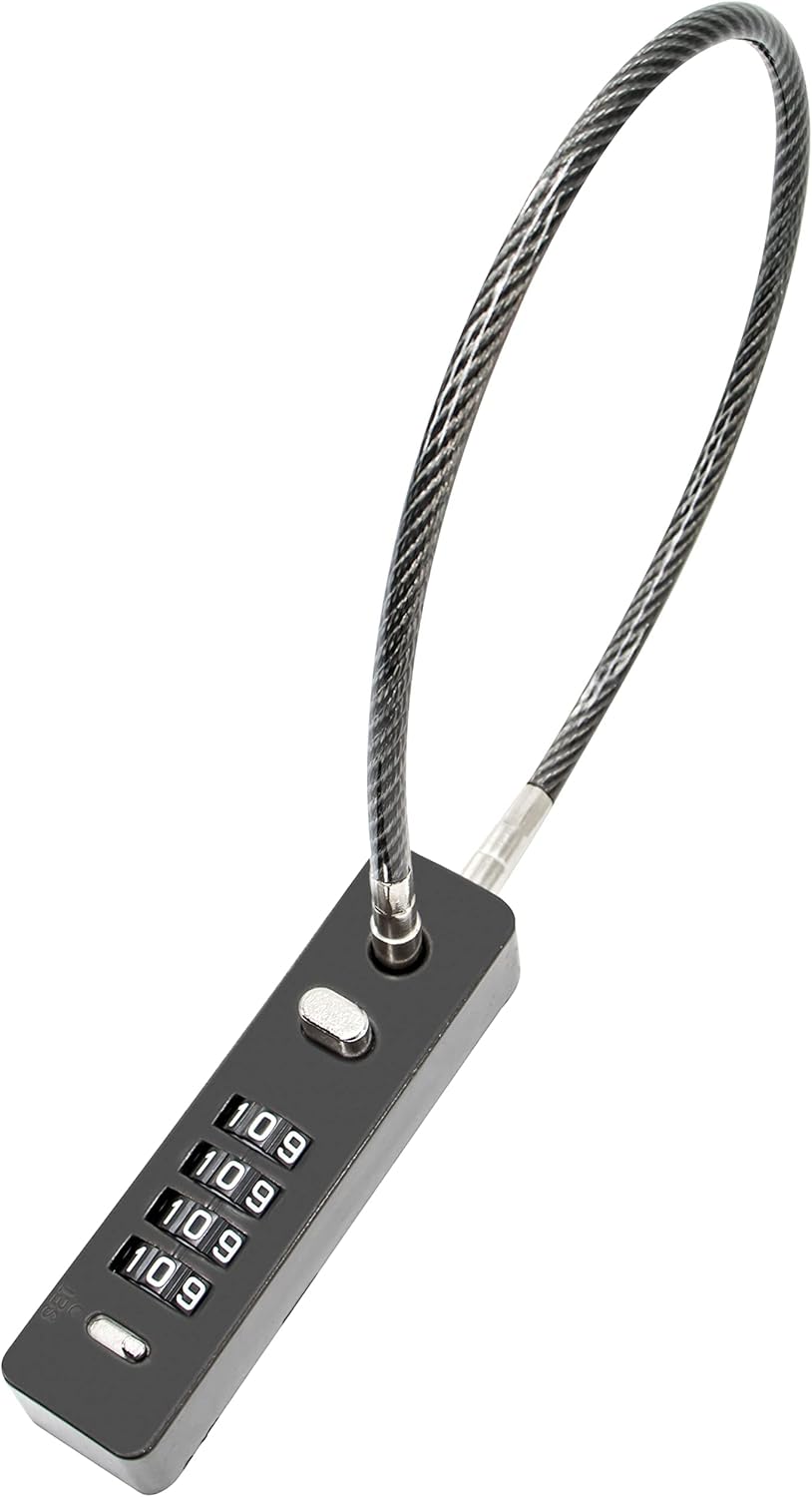 Combination Lock Cable Security Steel Cable Luggage Lock, Bike LockWeatherproof with Resettable Code, Braided Steel Coated Anti-Theft, Waterproof Cycling Cable Locks, Black (1.96 Feet 5 mm)