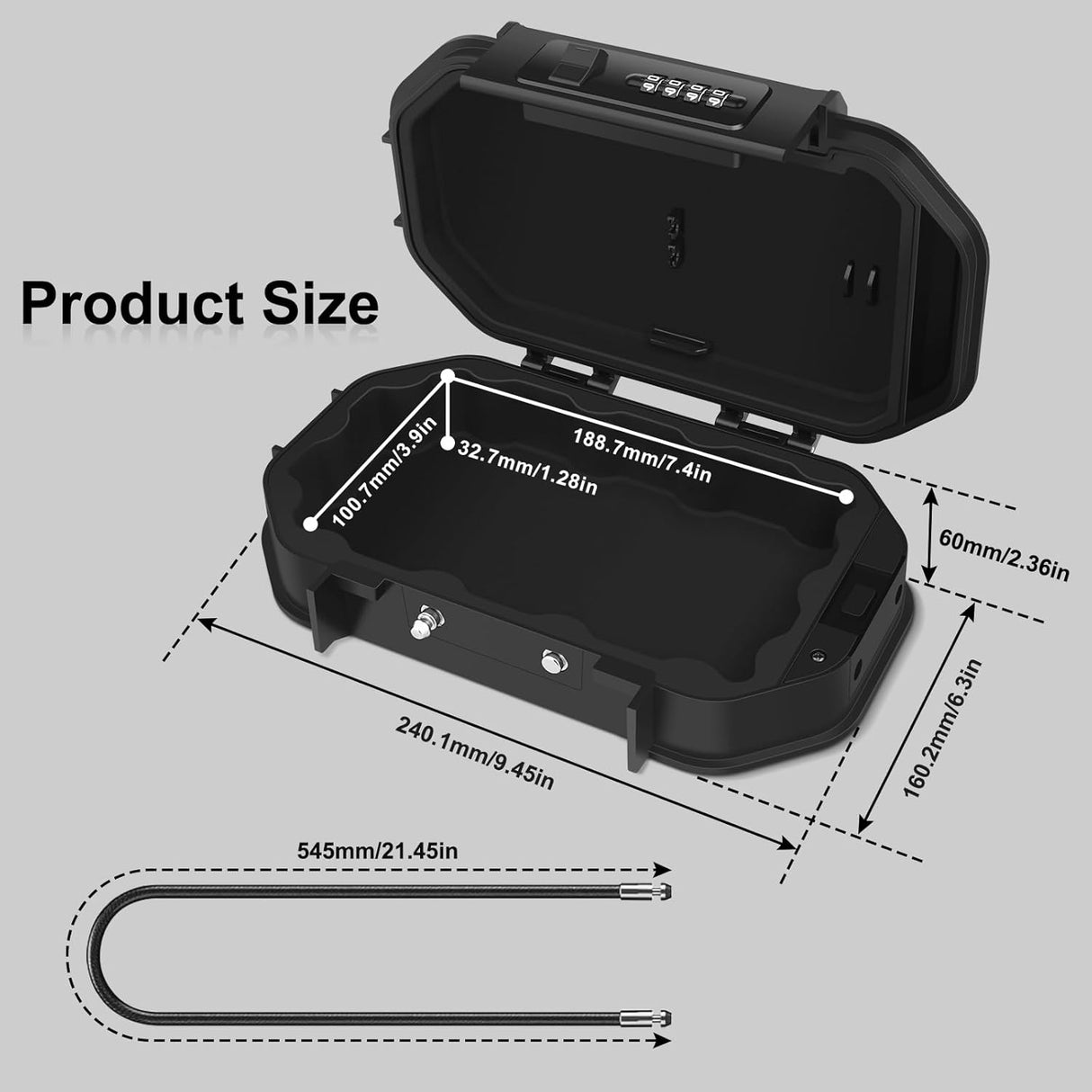 Diyife IP68 Portable Safe Box, Travel Safe Lock Box with Code, 4 Digit Combination Lock Waterproof Anti-Theft Lock Box with Removable Chain, Portable Lockbox for Beach Outdoor Dorm Hotel Home Car