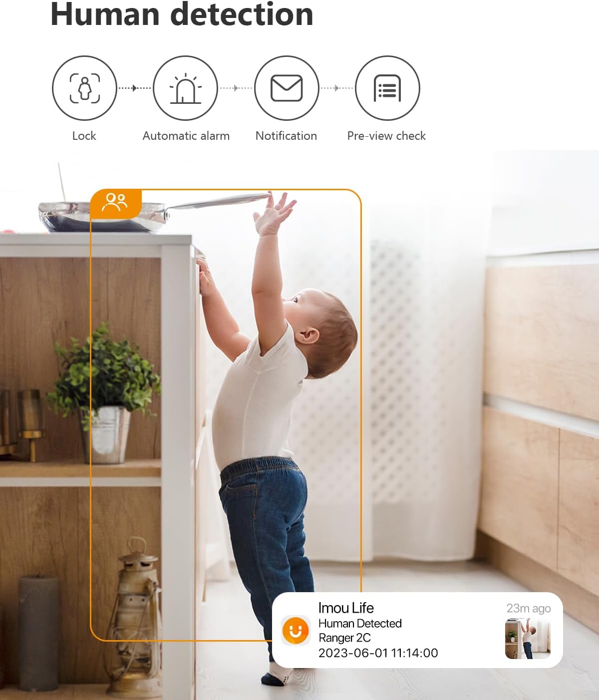 Imou 2K Security Camera for Home 3MP Surveillance Cameras Indoor Cam, 360° Wi-Fi Camera Indoor Ultra-Clear Camera Baby Monitor with Human Detection Motion Tracking Wireless Night Vision (Ranger 2C)
