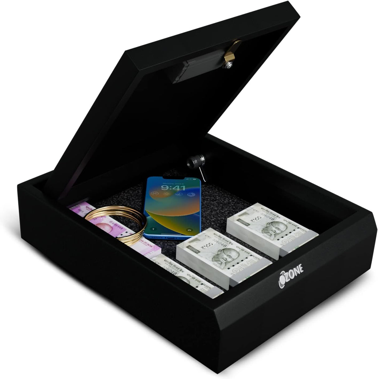 Ozone 5.28 Litres Electronic Portable Personal Drawer Safe with User Pin Access Steel Locker For Home Office - Black
