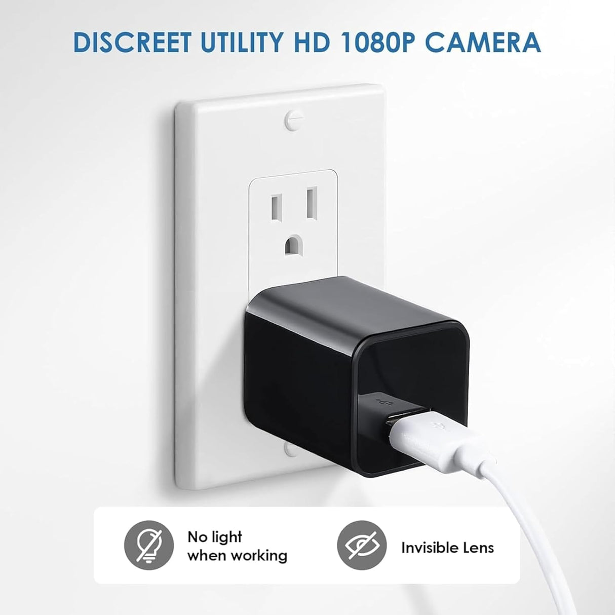 1080P WiFi USB Wall Plug Camera – HD Indoor Security Camera with Motion Detection, Night Vision & Loop Recording – Compact USB-Powered for Home and Office Monitoring