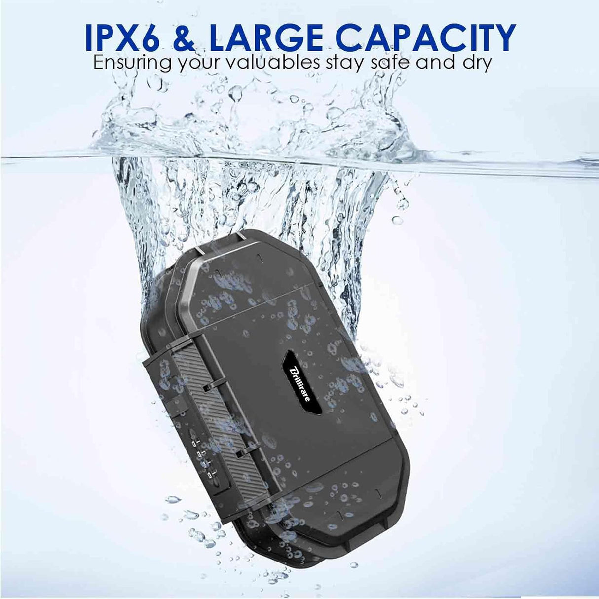 Waterproof Lock Box, Portable 4-Digit Combination Safe Boxes with Removable Cable, Anti-Theft Small Security Lockbox, Resettable Code Cash Case, Outdoor Key Hider for Travel, Gym, Hotel, Dorm, Beach