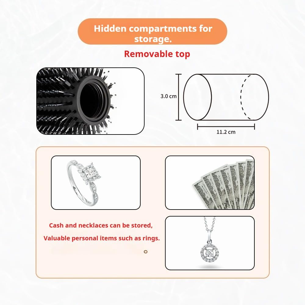 Diversion Safe Hair Brush with Secret Stash Compartment Hide Cash, Keys, Small Jewelry Home Outdoor Travel Mini Safe