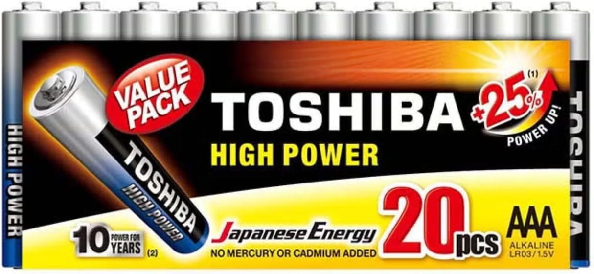 TOSHIBA 9V Alkaline Battery, High Power Vibration Resistant