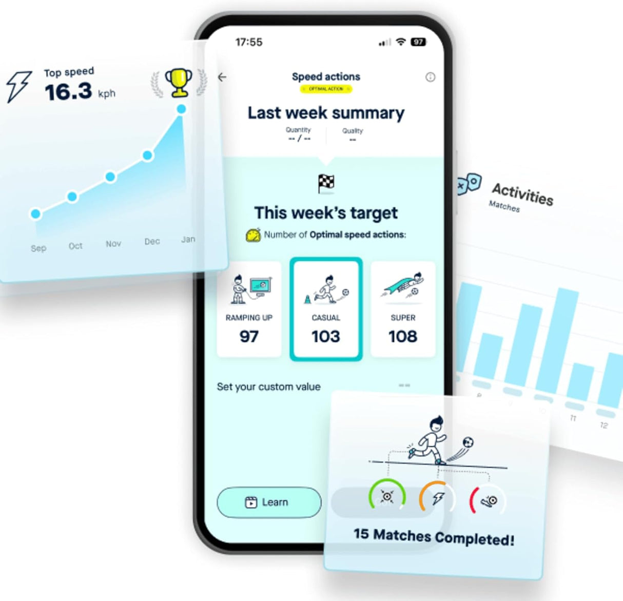 Playermaker 2.0 Smart Soccer Tracker for Cleats, 25+ Technical & Physical Soccer Training Metrics, 12 Month Access to Playermaker Technology App, Next-Level Precision Beyond GPS Trackers, Medium