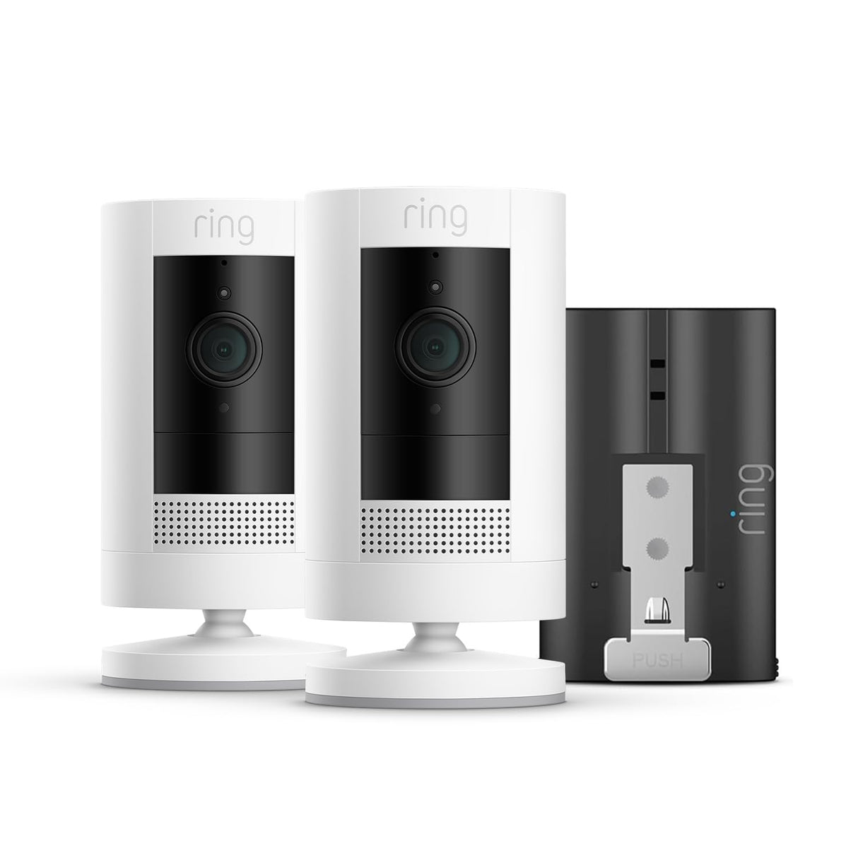Ring Outdoor Camera Battery (Ring Stick Up Cam Battery) | HD wireless outdoor Security Camera with Two-Way Talk system and Wifi, Works with Alexa | Alternative to CCTV | White | 2 Cameras