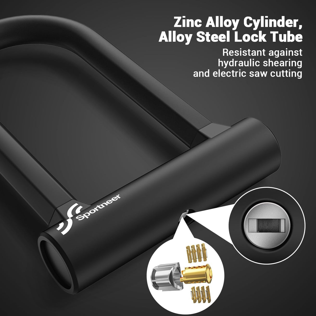 Sportneer Bike Lock Set Heavy Duty U Lock with 5 Ft Security Steel Cable for Road Mountain Bike