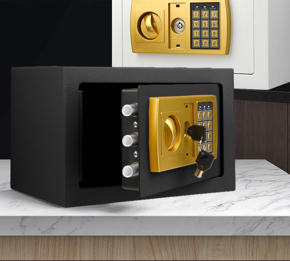 New 5.6L Safe for Home Use, Digital Cash Box with Password and Key, Suitable for Storing Cash, Documents, Jewelry, and Passports at Home, Business, Office, or Hotel (Black-5.6L)