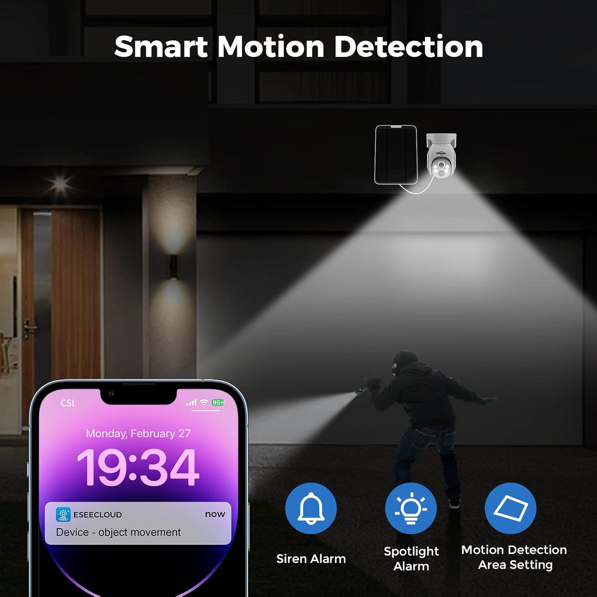 Hiseeu Solar Camera Outdoor, 4PCS 4MP Wireless Security Camera System with 10in LCD, 2-Way Audio, PT 360, Night Vision, Motion Detection, 10CH Expandable, 2.4G WiFi