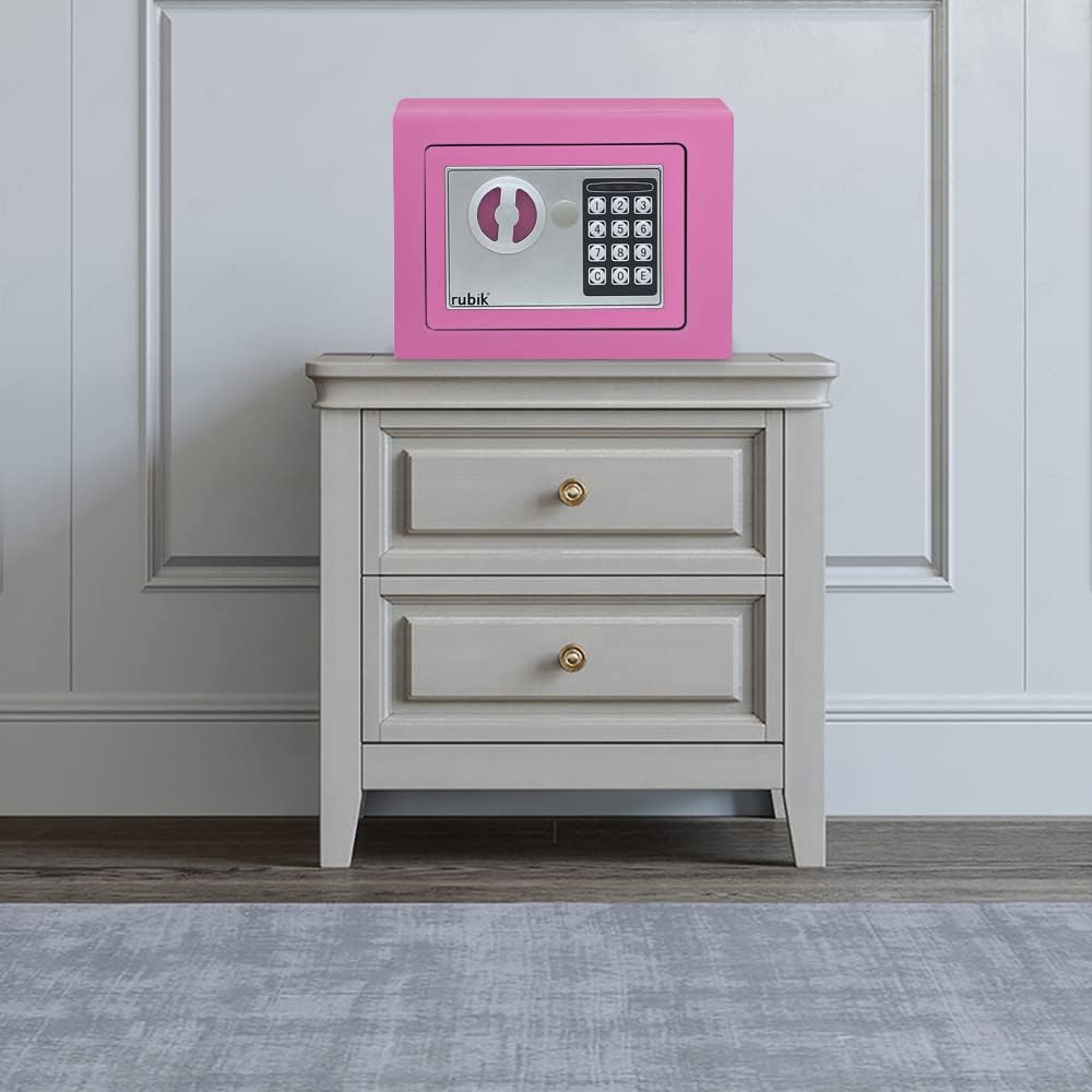 Rubik Mini Cash Deposit Drop Slot Safe with Key + PIN (Pink)