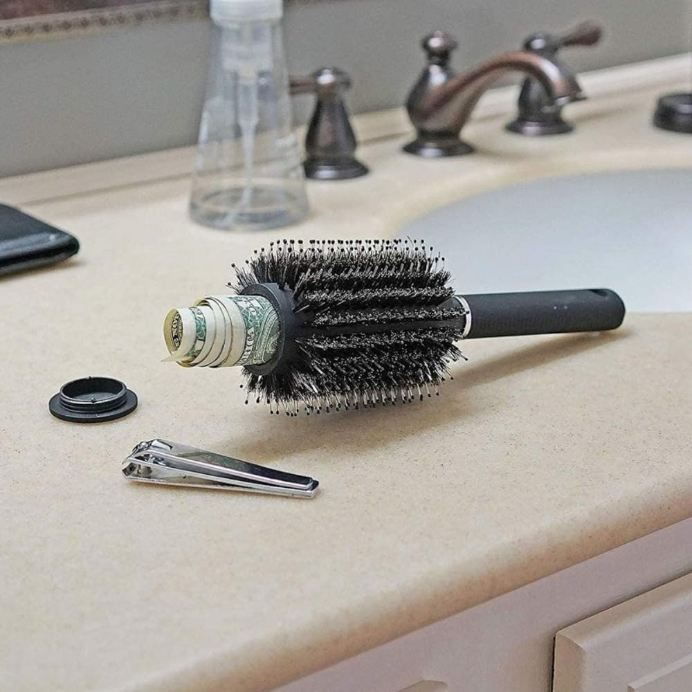 Diversion Safe Hair Brush with Secret Stash Compartment Hide Cash, Keys, Small Jewelry Home Outdoor Travel Mini Safe