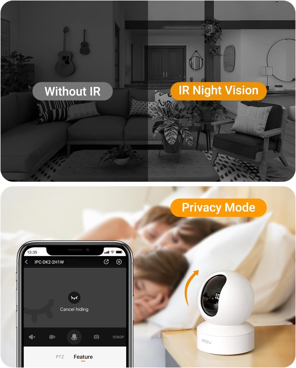 Imou 1080P Indoor Smart Camera, 360° PTZ, Night Vision, Two-Way Talk
