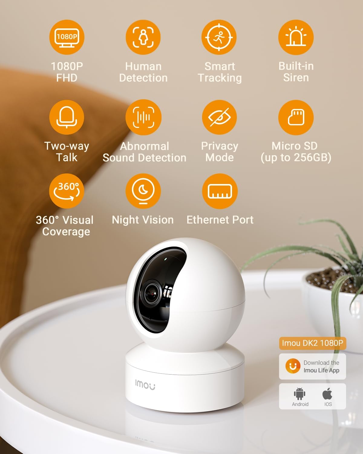 Imou 1080P Indoor Smart Camera, 360° PTZ, Night Vision, Two-Way Talk
