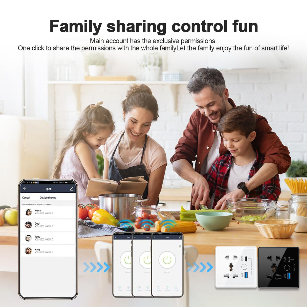 Universal Smart Wall Outlet, WiFi Smart Touch Wall Socket,Wall Outlet with USB+TypC Interface,Tuya APP Remote Control,Compatible Alexa and Google Home,No Hub Required,2.4G WiFi,13A (Black)