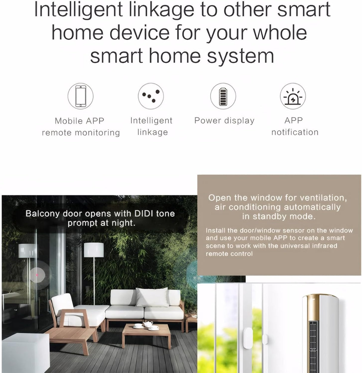 Smart WiFi Door/Window Sensor | Tuya smart alarm, Wireless Entry Detector with Real-Time Alerts, Works with Alexa/Google Home, No Hub Required(1Pack)