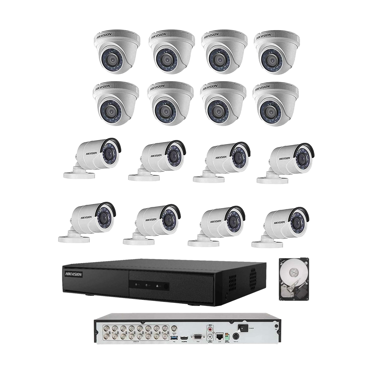 Hikvision Camera Bundle Kit — 8 Indoor + 8 Outdoor, 1 DVR, 2TB HDD
