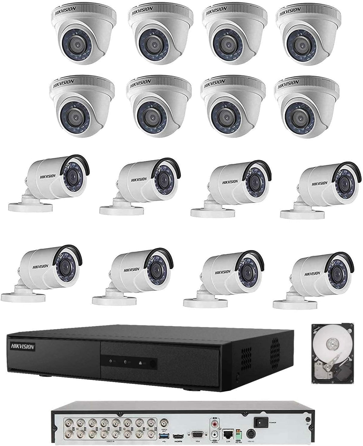 Hikvision Camera Bundle Kit — 8 Indoor + 8 Outdoor, 1 DVR, 2TB HDD