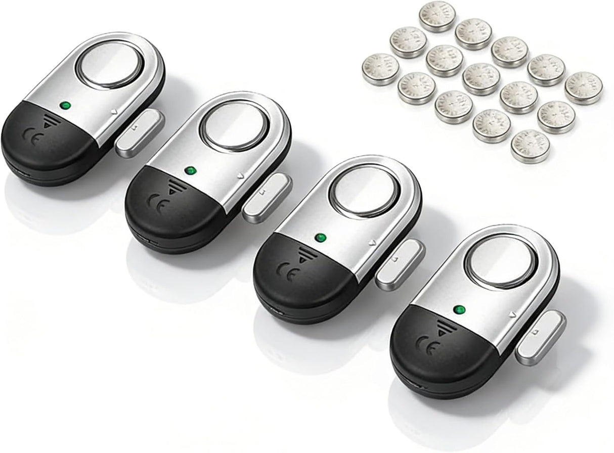 Window Door Alarm, 4 Pack, 125 DB Loud Wireless Chime, Magnetic Sensor for Home Security, Battery Included with Low Battery Alert, for Doors, Windows, Apartments, Offices, and Garages