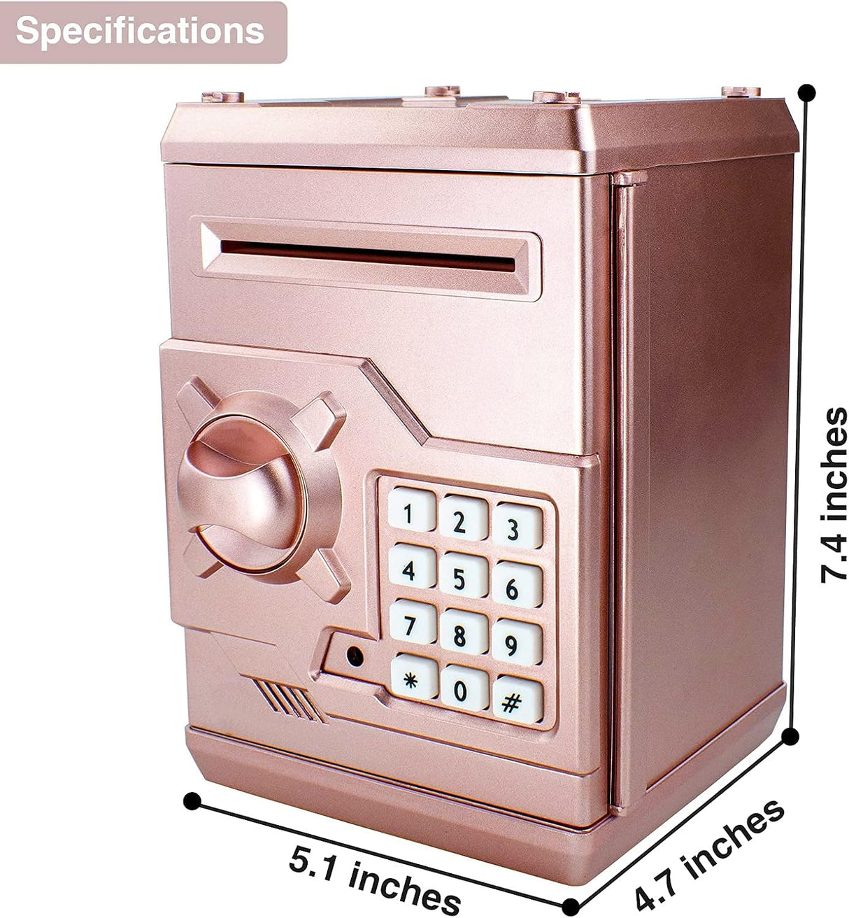 Piggy Bank Electronic Mini ATM for Kids Baby Toy, Safe Coin Banks Money Saving Box Password Code Lock for Children,Boys Girls Best Gift (Rose Gold)