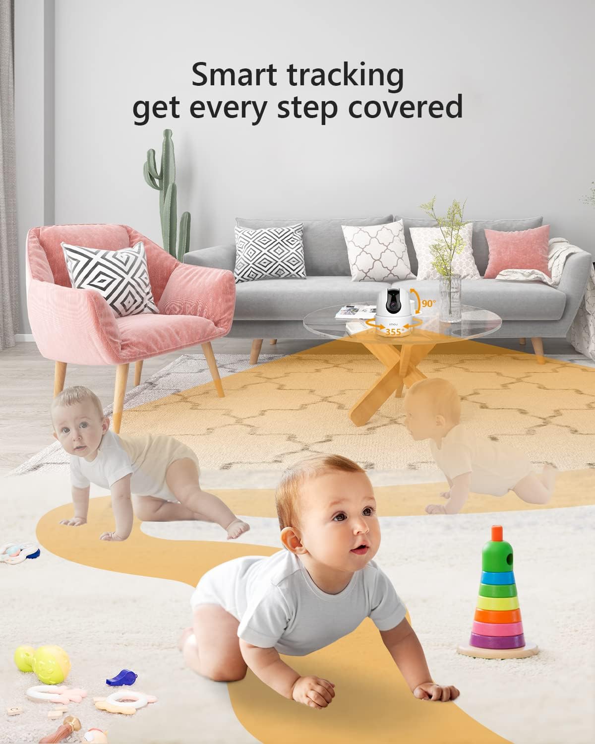 Imou 2K Security Camera for Home 3MP Surveillance Cameras Indoor Cam, 360° Wi-Fi Camera Indoor Ultra-Clear Camera Baby Monitor with Human Detection Motion Tracking Wireless Night Vision (Ranger 2C)
