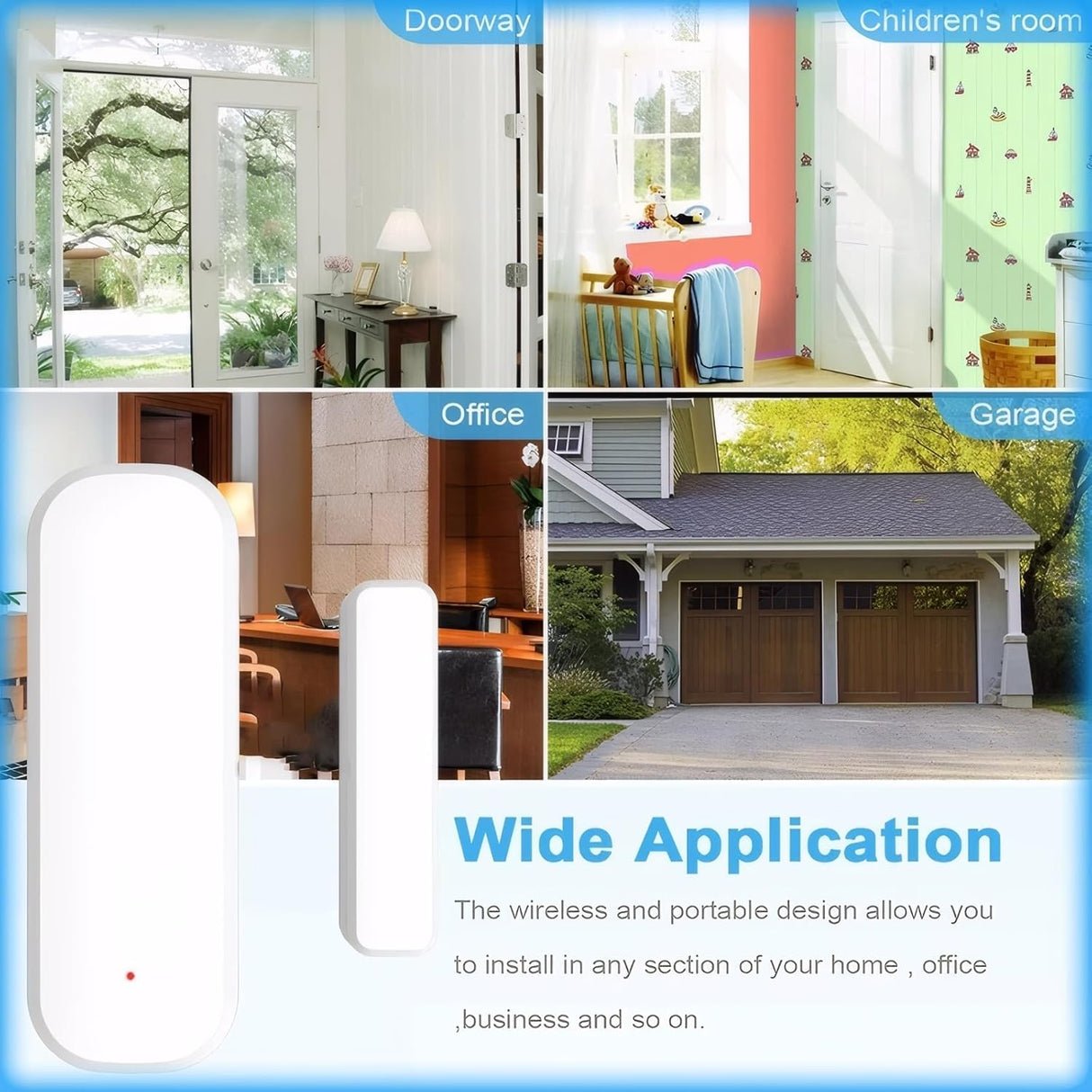 Smart WiFi Door/Window Sensor | Tuya smart alarm, Wireless Entry Detector with Real-Time Alerts, Works with Alexa/Google Home, No Hub Required(1Pack)
