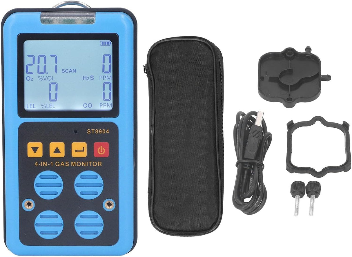 BROLEO Portable 4-Gas Detector (H2S/O2/CO/LEL) with LCD + Alarm