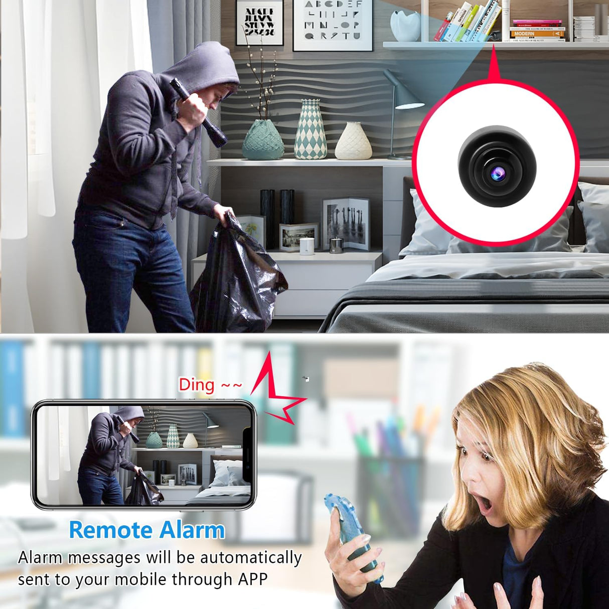 Rettru Mini WiFi Camera 1080P, Concealed, Night Vision, Cloud