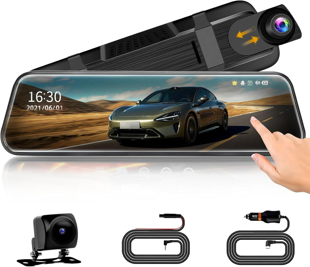 Car Mirror Dash Cam,Front and Rear View Mirror Camera,Backup Camera for Cars with 1080P FHD Full Touch Screen,Reverse Camera with Loop Recording Streaming Media 170°Wide Angle Parking Assistance