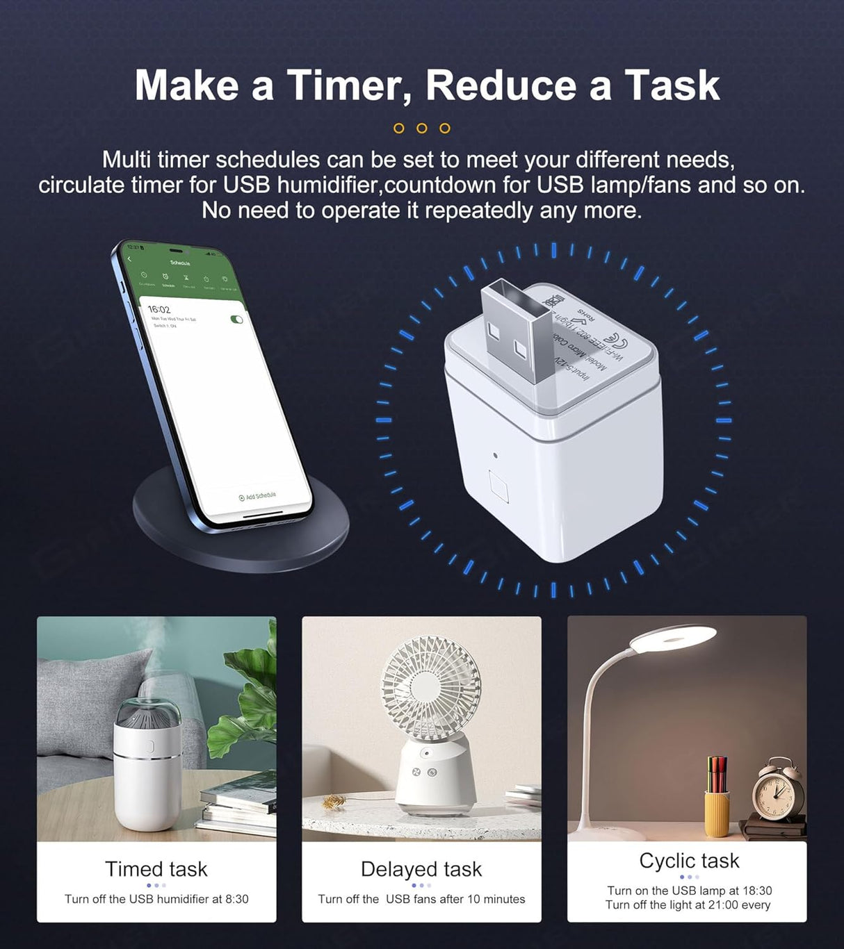 UanTii Smart Adapter Tuya Wifi USB Adapter Timing Schedule Adapter Smart Plug Woks with Smart Life App,Woks with Alexa and Google Home (1 gang)