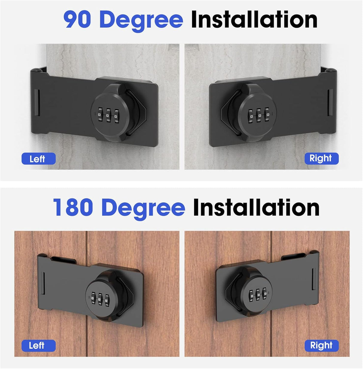 YogePote Mechanical Password Rotary Hasp Lock, Slide Latch, Black