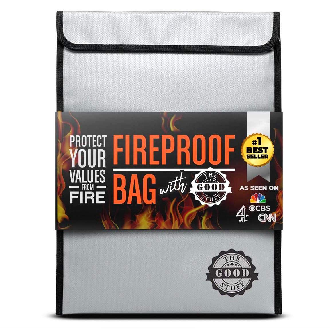 The Good Stuff Water and Fireproof Pouch (2000℉) - Protect Money, Passports, and Documents with a Fireproof Money Bag for Cash, Safe Money Storage Bags Fire Proof Waterproof