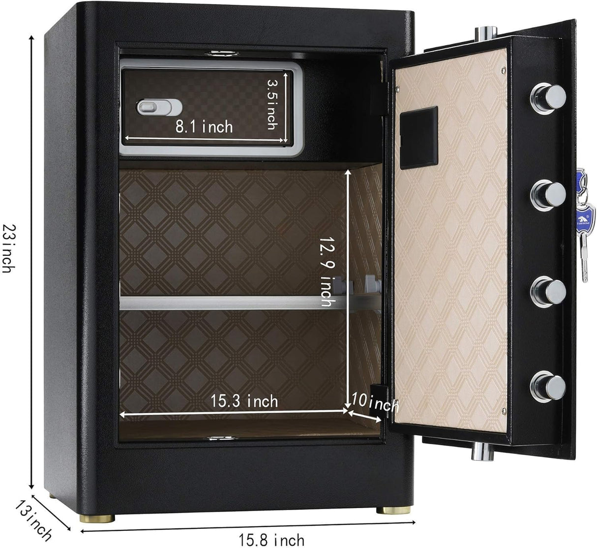 Heavy Duty Large Home Safe – 2.05 Cubic Feet Digital Security Safe with Touchscreen Keypad & Internal Lock Box for Home Office Business, Black