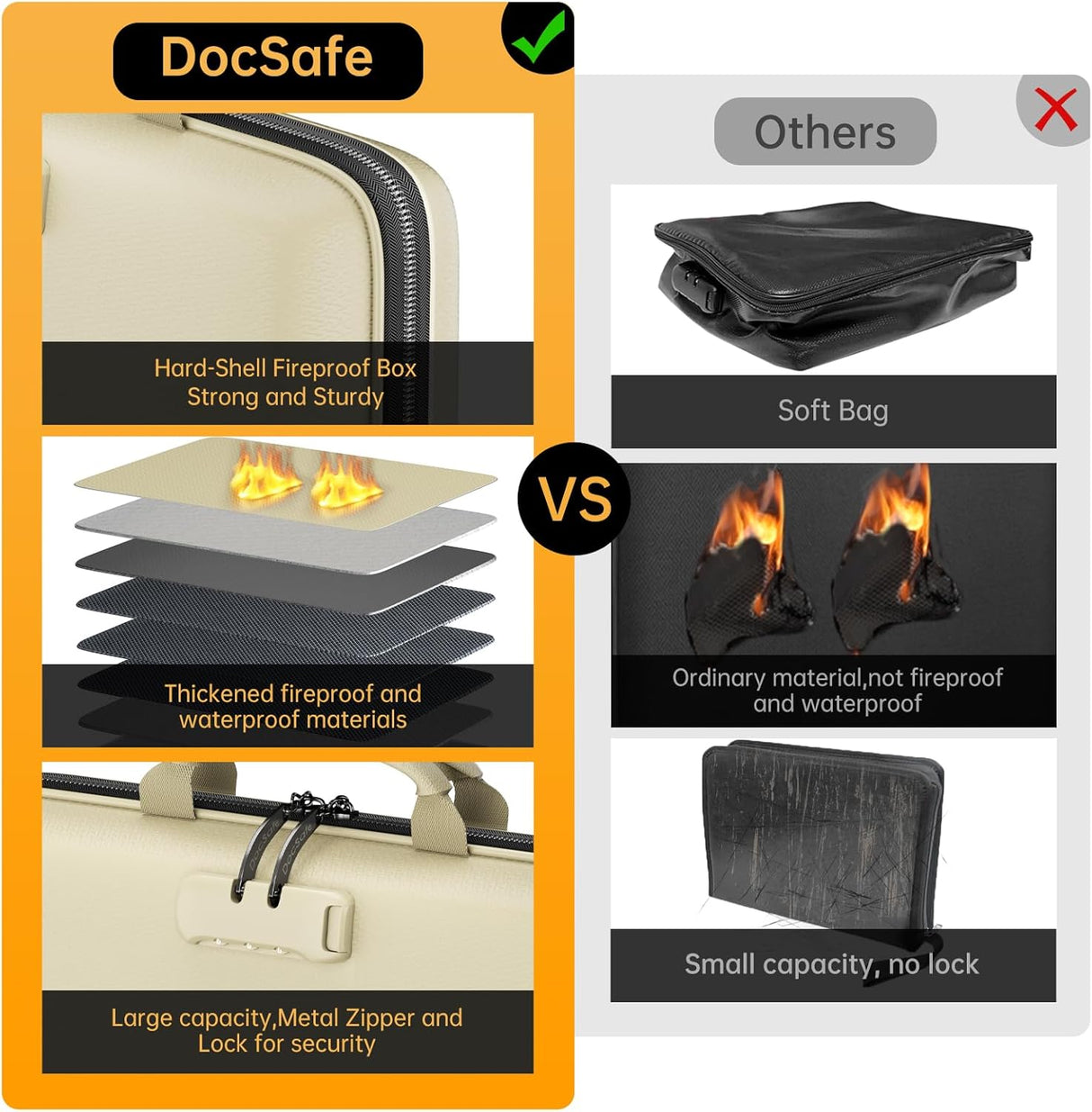 DocSafe Fireproof File Organizer with Lock, Green, 15.55 x 3 x 11.5 inches, Hard-Shell Fireproof File Organizer