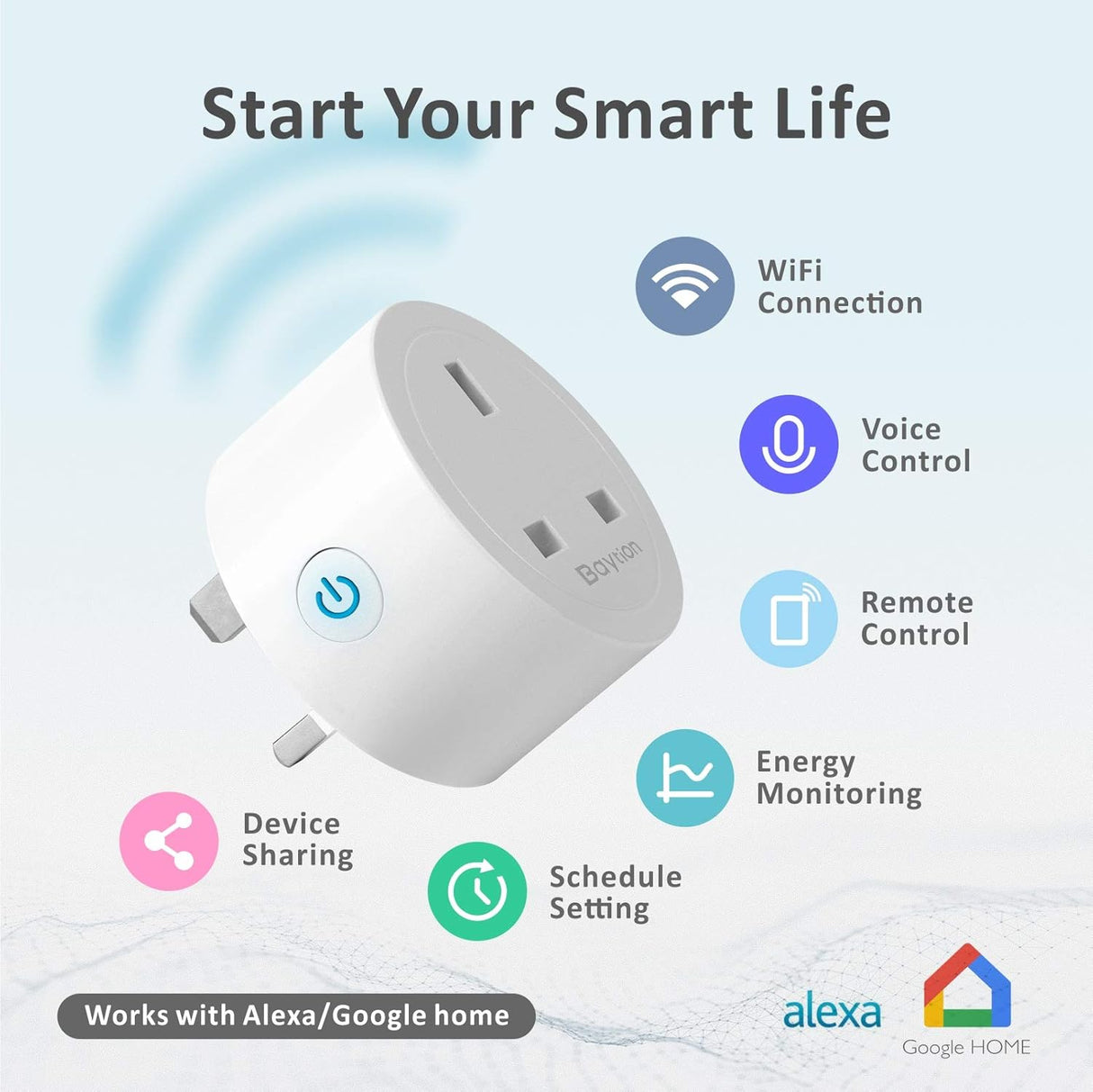 Baytion WiFi Smart Plug, 16A WLAN Smart Socket with Energy Monitoring,4 Pack 2.4GHz WiFi Outlet with Smart Life APP Wireless Remote Control,Works with Alexa and GL Home (No Hub Required)(4 Pack)
