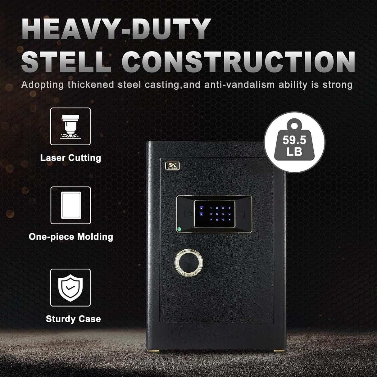 Heavy Duty Large Home Safe – 2.05 Cubic Feet Digital Security Safe with Touchscreen Keypad & Internal Lock Box for Home Office Business, Black