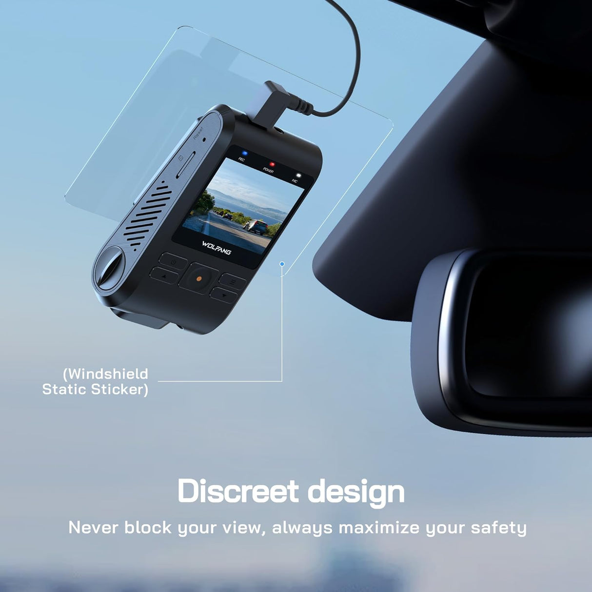 WOLFANG Dash Cam Front, 1440P Mini WiFi DashCam for Cars, 2ââ IPS Car Camera with SD Card, Dash Cam with Parking Monitor, Night Vision, WDR, 170° Wide Angle, G-Sensor, Loop Recording, APP Control