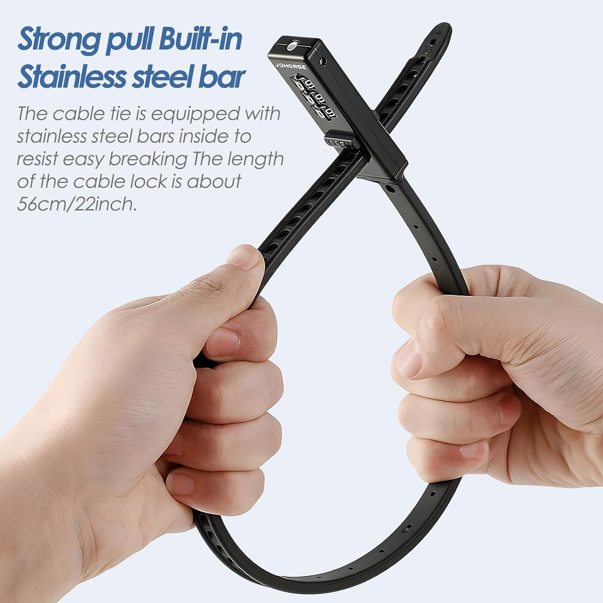 Ultra-Lightweight Armoured Bike Lock Cable - 3-Digit Combination, Recodable & Tamper Resistant Security Zip Tie for Bikes, E-Scooters, Helmets, Prams, Strollers - Portable & Weatherproof Black Lock