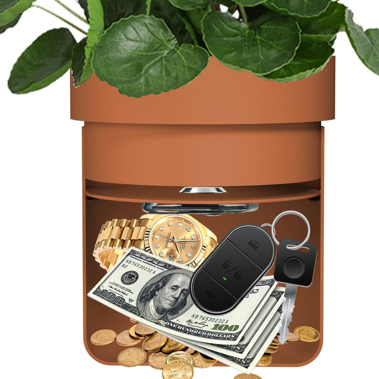 JYXindzkj Metal Flower Pot Hidden Safe, Secret Diversion Safe with Lock for Hiding The Valuables, Hidden Compartment Containers, Waterproof and Fireproof…